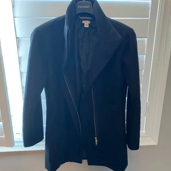 J Crew Wool Coat. Black. Size 2. - Picture 2 of 13